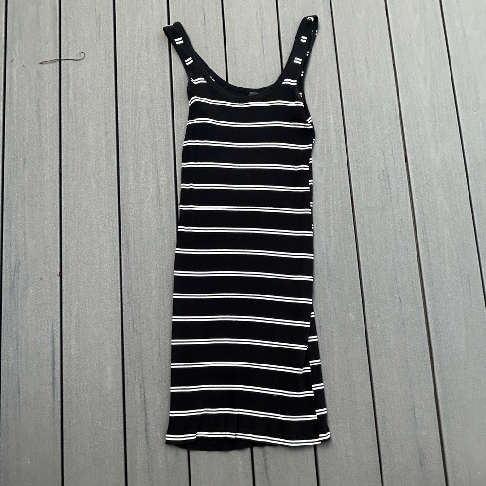 Black and White Striped Midi Dress